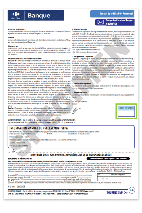 Conditions générales du contrat de crédit