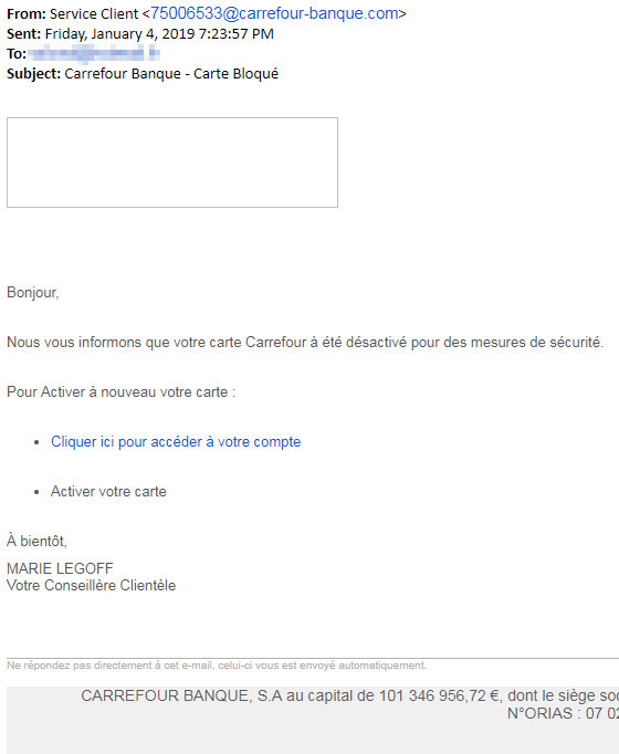 Phishing du 4 janvier 2019