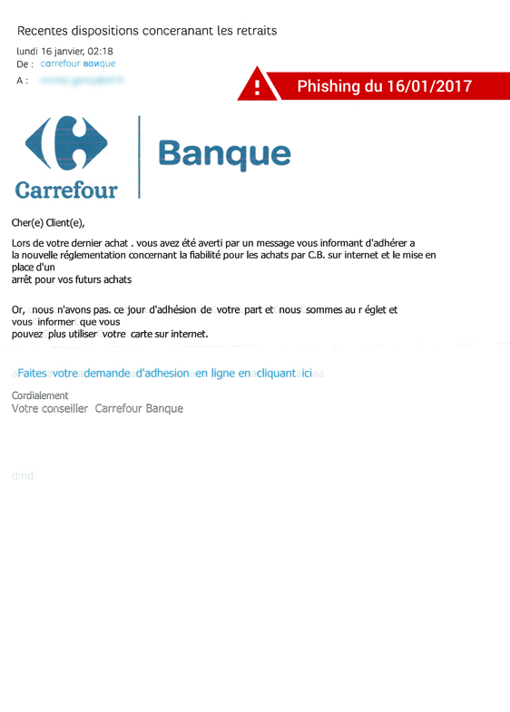 Phishing du 16 janvier 2017